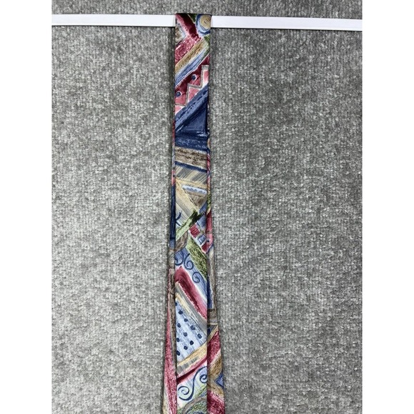 Johnny Carson Abstract Watercolor Geometric Polyester Mens Pointed Tie USA Made - Picture 10 of 10
